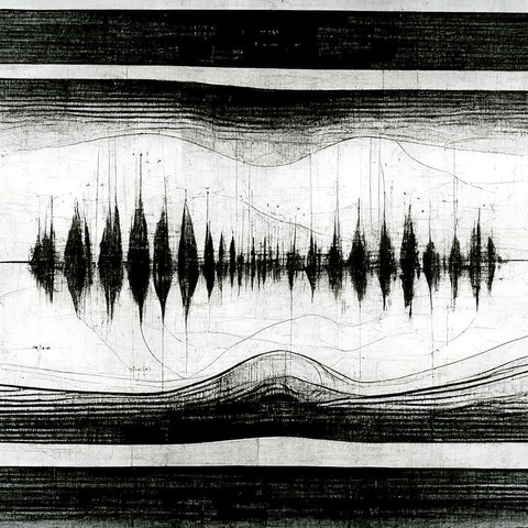 Waveform 5 White Modern Wood Framed Art Print with Double Matting by Screendoor