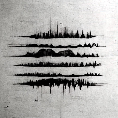 Waveform 6 White Modern Wood Framed Art Print with Double Matting by Screendoor