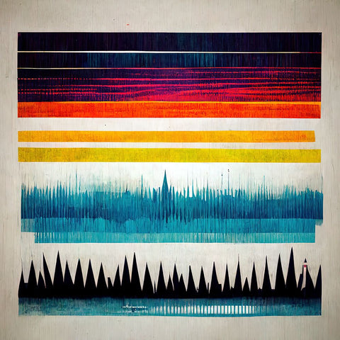 Waveform 9 White Modern Wood Framed Art Print with Double Matting by Screendoor