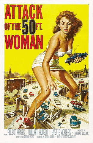 Attack of the 50 Foot Woman White Modern Wood Framed Art Print with Double Matting by Screendoor