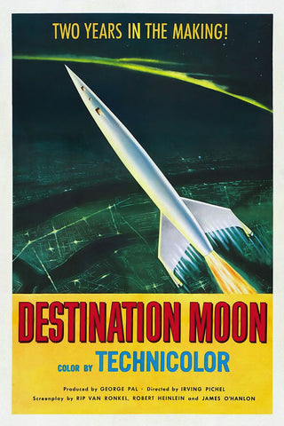 Destination Moon White Modern Wood Framed Art Print with Double Matting by Screendoor