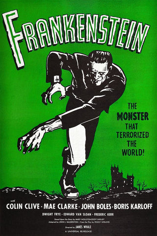 Frankenstein the Monster Black Modern Wood Framed Art Print by Screendoor