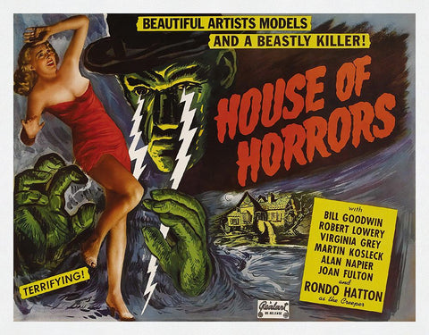 House of Horrors Black Modern Wood Framed Art Print by Screendoor