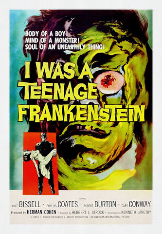 I Was A Teenage Frankenstein White Modern Wood Framed Art Print with Double Matting by Screendoor