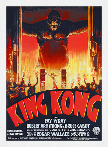 King Kong White Modern Wood Framed Art Print with Double Matting by Screendoor