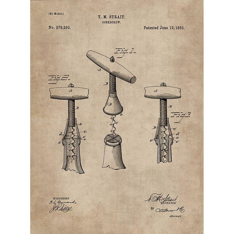 Patent Document of a Cork Screw Gold Ornate Wood Framed Art Print with Double Matting by CAG