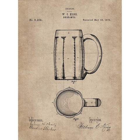 Patent Document of a Beer Mug Black Modern Wood Framed Art Print with Double Matting by CAG