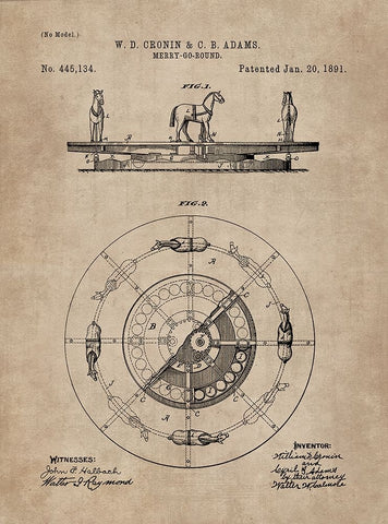 Patent Document of a Merry-Go-Round White Modern Wood Framed Art Print with Double Matting by CAG