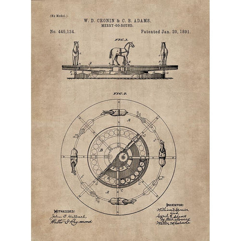 Patent Document of a Merry-Go-Round Black Modern Wood Framed Art Print with Double Matting by CAG