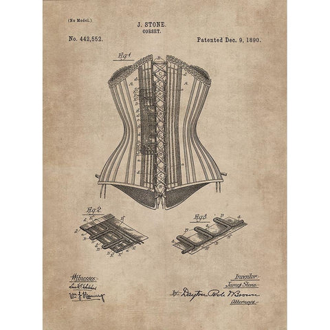 Patent Document of a Corset Black Modern Wood Framed Art Print with Double Matting by CAG