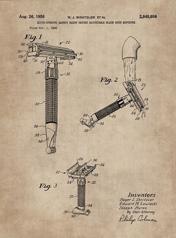 Patent Document of a Razor Black Ornate Wood Framed Art Print with Double Matting by CAG