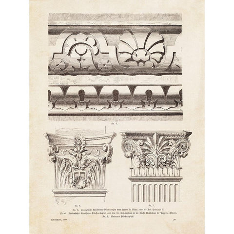 Architectural Ornament - II Black Modern Wood Framed Art Print with Double Matting by CAG