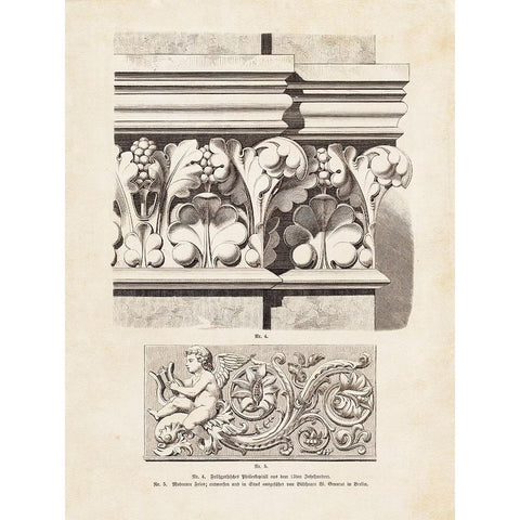 Architectural Ornament - III White Modern Wood Framed Art Print by CAG