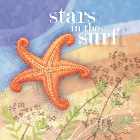 Stars in the Surf White Modern Wood Framed Art Print by Archer, Nancy