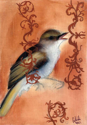 Bird Study VII White Modern Wood Framed Art Print with Double Matting by Adkin, Arielle