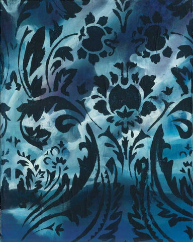 Indigo Patterns I White Modern Wood Framed Art Print with Double Matting by Adkin, Arielle