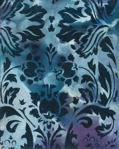 Indigo Patterns II Black Ornate Wood Framed Art Print with Double Matting by Adkin, Arielle