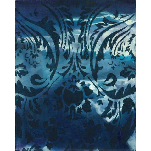 Indigo Patterns IV Black Modern Wood Framed Art Print with Double Matting by Adkin, Arielle