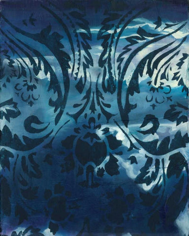 Indigo Patterns IV White Modern Wood Framed Art Print with Double Matting by Adkin, Arielle