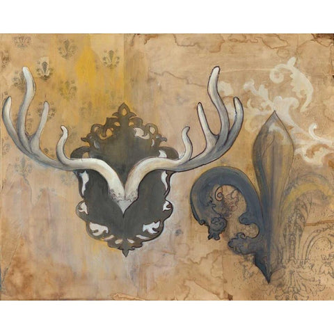 Antlers Black Modern Wood Framed Art Print with Double Matting by Adkin, Arielle