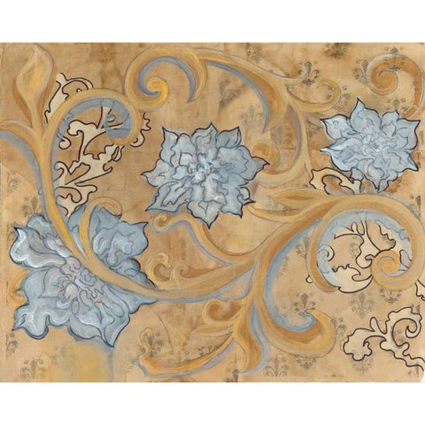 White and Gold Gold Ornate Wood Framed Art Print with Double Matting by Adkin, Arielle