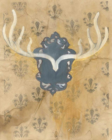 Faux Antlers Black Ornate Wood Framed Art Print with Double Matting by Adkin, Arielle