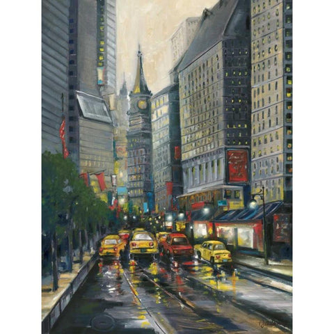 City Street I Black Modern Wood Framed Art Print with Double Matting by Adams, J.