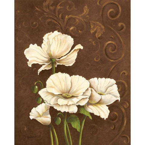 Moonlight Poppies I Gold Ornate Wood Framed Art Print with Double Matting by Adams, J.