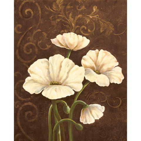 Moonlight Poppies II Gold Ornate Wood Framed Art Print with Double Matting by Adams, J.