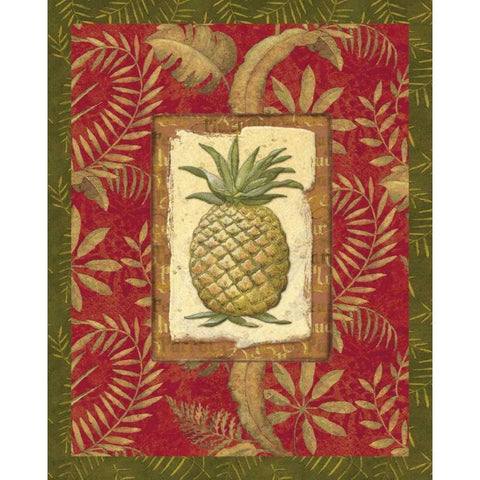 Exotica Pineapple Gold Ornate Wood Framed Art Print with Double Matting by Audrey, Charlene