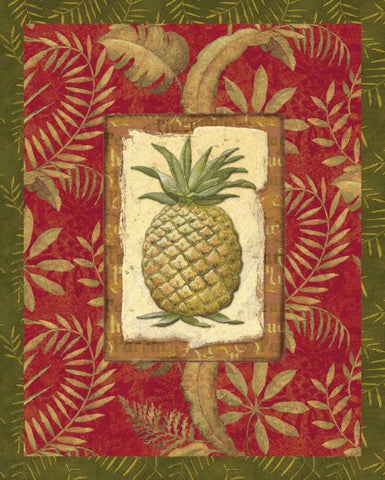 Exotica Pineapple White Modern Wood Framed Art Print with Double Matting by Audrey, Charlene