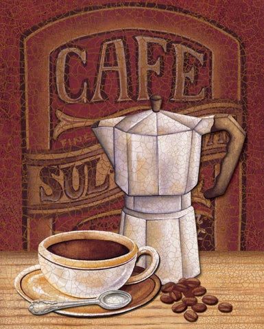 Cafe Mundo I Black Ornate Wood Framed Art Print with Double Matting by Audrey, Charlene