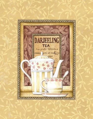 Darjeeling Tea White Modern Wood Framed Art Print with Double Matting by Audrey, Charlene