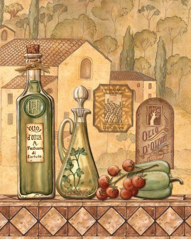 Flavors of Tuscany III Black Ornate Wood Framed Art Print with Double Matting by Audrey, Charlene