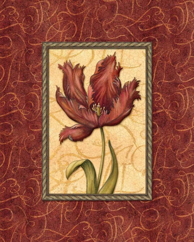 Red Passion II Black Ornate Wood Framed Art Print with Double Matting by Audrey, Charlene