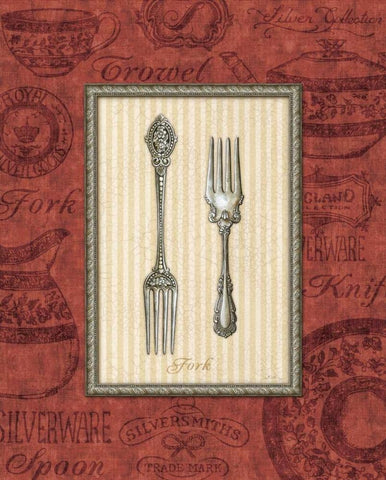 Fork Black Ornate Wood Framed Art Print with Double Matting by Audrey, Charlene