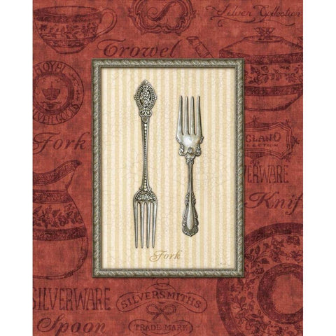 Fork Black Modern Wood Framed Art Print with Double Matting by Audrey, Charlene