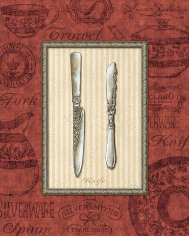 Knife Black Ornate Wood Framed Art Print with Double Matting by Audrey, Charlene