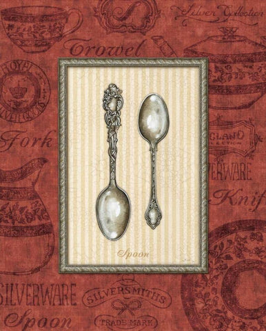 Spoon Black Ornate Wood Framed Art Print with Double Matting by Audrey, Charlene