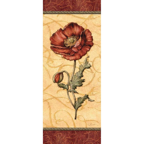 Red Passion Pavot Gold Ornate Wood Framed Art Print with Double Matting by Audrey, Charlene