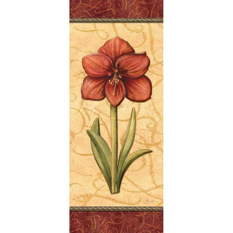 Red Passion Amaryllis Gold Ornate Wood Framed Art Print with Double Matting by Audrey, Charlene