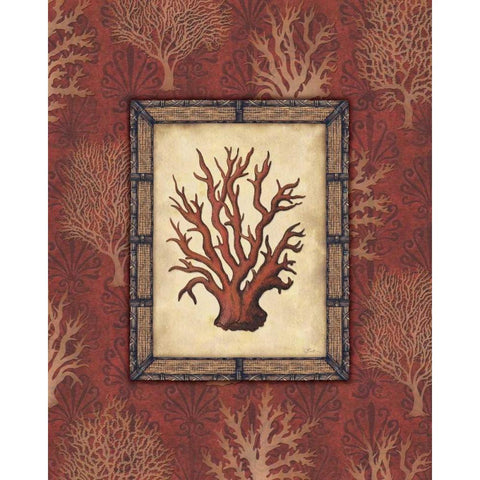 Red Coral III Gold Ornate Wood Framed Art Print with Double Matting by Audrey, Charlene