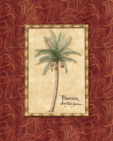 Red Passion Palm I Black Ornate Wood Framed Art Print with Double Matting by Audrey, Charlene