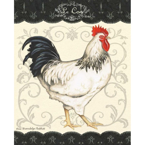 Le Coq I White Modern Wood Framed Art Print by Babbit, Gwendolyn