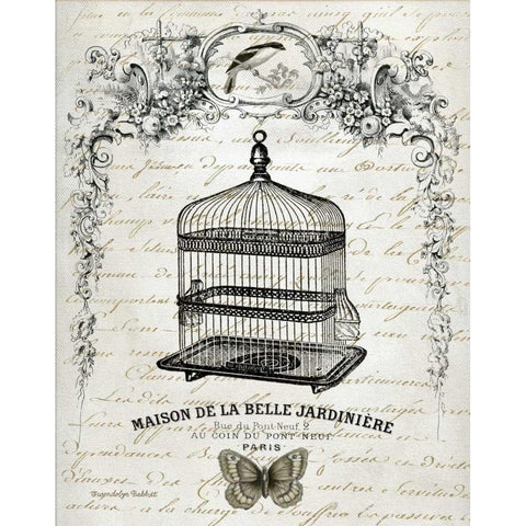 French Birdcage II Black Modern Wood Framed Art Print with Double Matting by Babbit, Gwendolyn