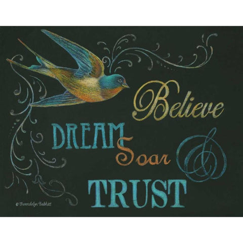 Believe and Bird Black Modern Wood Framed Art Print by Babbitt, Gwendolyn