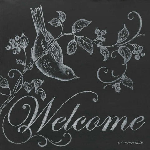 Bird Welcome Black Ornate Wood Framed Art Print with Double Matting by Babbitt, Gwendolyn