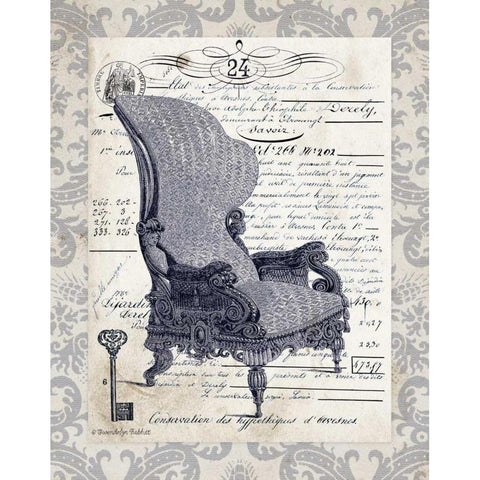 Indigo Chair I Black Modern Wood Framed Art Print with Double Matting by Babbitt, Gwendolyn