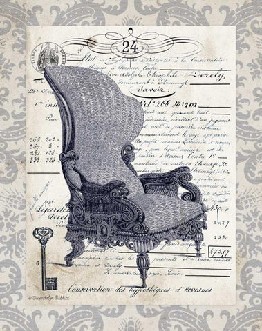 Indigo Chair I Black Ornate Wood Framed Art Print with Double Matting by Babbitt, Gwendolyn