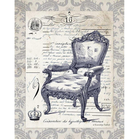 Indigo Chair II Gold Ornate Wood Framed Art Print with Double Matting by Babbitt, Gwendolyn